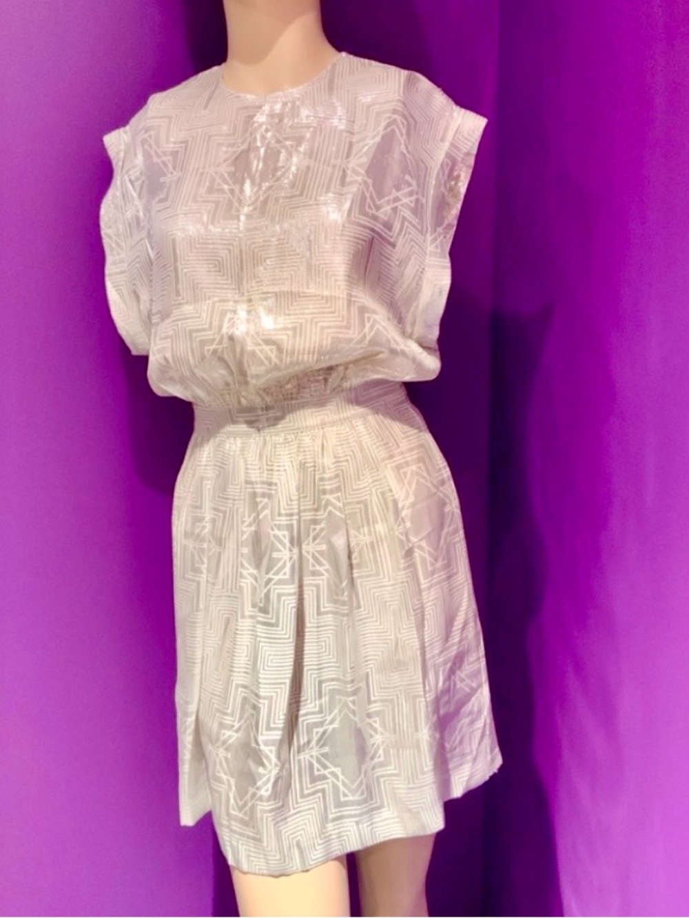 Gorgeous sass & bide Silver and White Silk Geometric Dress